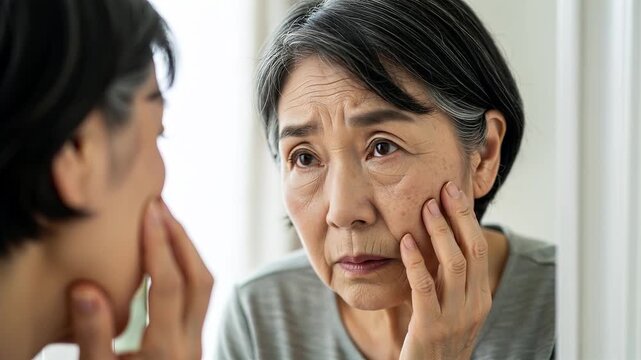 シワやたるみを気にする女性・50代60代女性のネガティブ美容イメージ