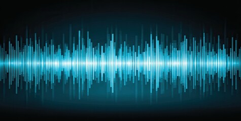 Abstract teal audio wave form on dark background