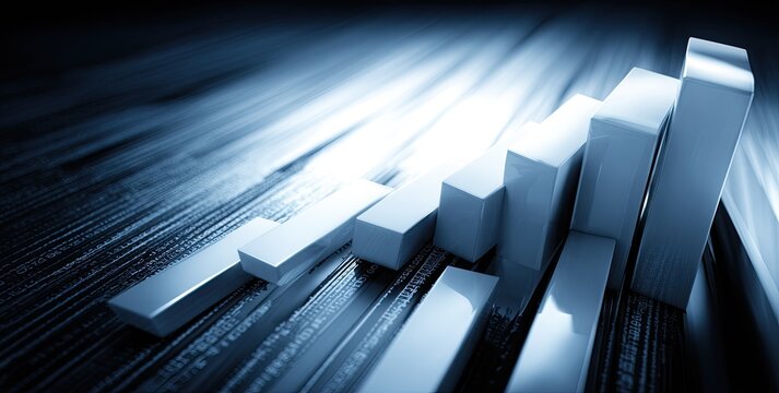 3D bar graph ascending over data stream