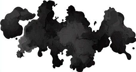 Abstract ink blots in shades of black and gray