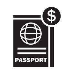 Passport with dollar sign glyph icon