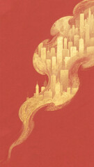 Obraz premium City Smoke Art on Red Background