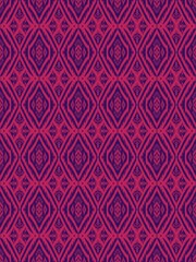 Ethnic Ikat pattern, pink, dark purple with detailed native embroidery, consisting of diamonds and geometric shapes, suitable for cloth, sarong, shawl, etc.