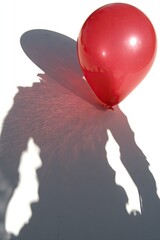 Shadow of a person with a red balloon