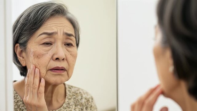 シワやたるみを気にする女性・50代60代女性のネガティブ美容イメージ