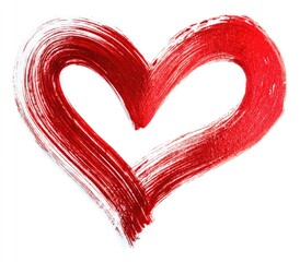 Red heart shape painted on white background