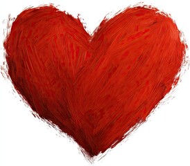 A vibrant, textured red heart shape