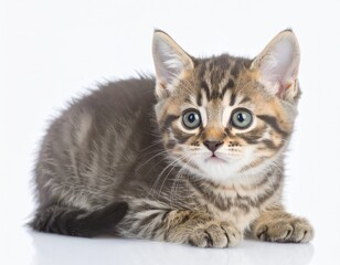 Funny kitten isolated over white