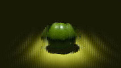 Lime Reeded Glass Green Glitch Effect 3d illustration