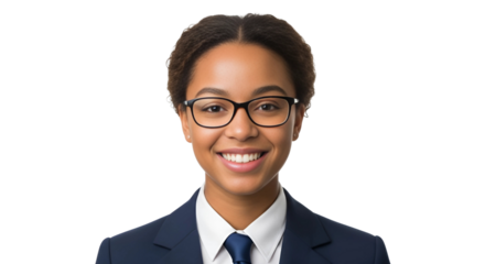 Smiling Business woman Professional Portrait in Suit on Black Background