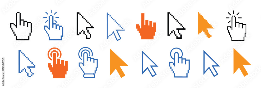 Aufkleber transparent png available computer mouse click cursor arrow icons set. clicking cursor. hand cursors