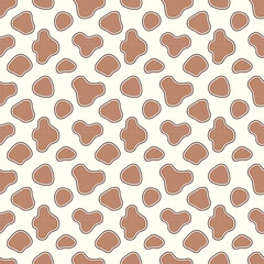 Cow Print Spots Seamless Pattern, Brown and Cream Organic Blobs Background