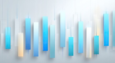 Abstract graphic with light-blue and white rectangular bars, suggestive of data or financial trends, on a light-gray background