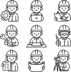 Engineering Vector Icon Set – Minimal Monoline Style
