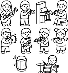 Playing Musical Instruments (1) – Vector Icon Set