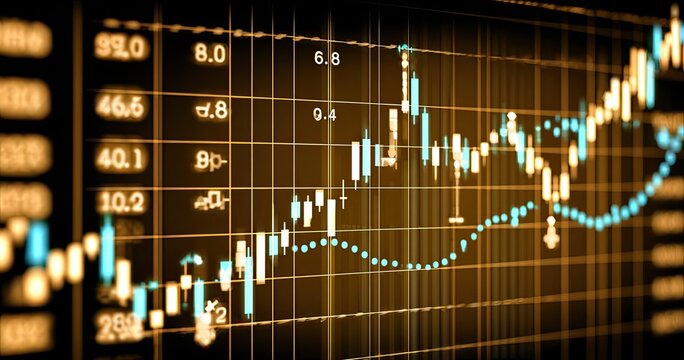 Stock market chart with fluctuating data points