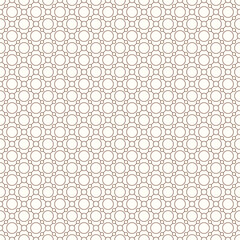  Linked Circles Seamless Pattern, Minimal Brown Line Art on Cream Background