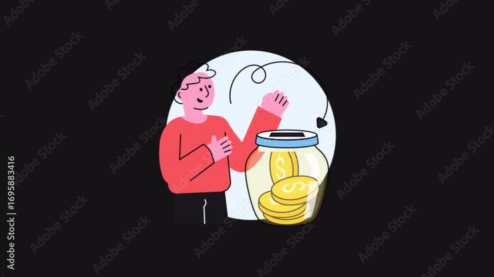 Poster saving money 2d motion graphics animation alpha channel