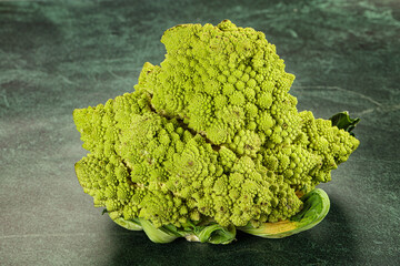 Green raw fresh ripe Romanesco cabbage