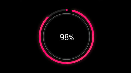 Glowing Pink Circular Progress Ring Showing 98 Percent Completion on Dark Background