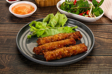 Fried Vietnamese spring roll with special sauce