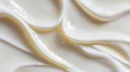 Obraz premium Swirled White and Golden Cosmetic Cream Texture Smear Pattern