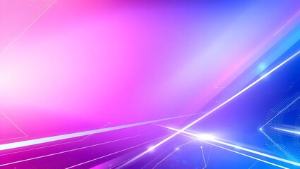 Abstract futuristic neon light trails streaking across a vibrant pink and blue gradient background