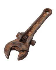 Rusty Crescent Wrench Isolated on Black Background