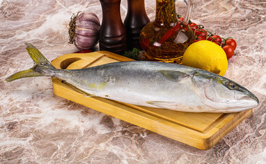 Raw Japanese Amberjack for cooking