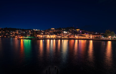 Ohrid's old town at blue hour.