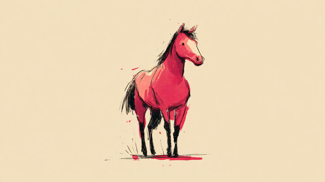 Sketch Art Of A Running Wild Horse