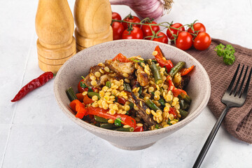 Eastern cuisine - Ptitim with beef and vegetables