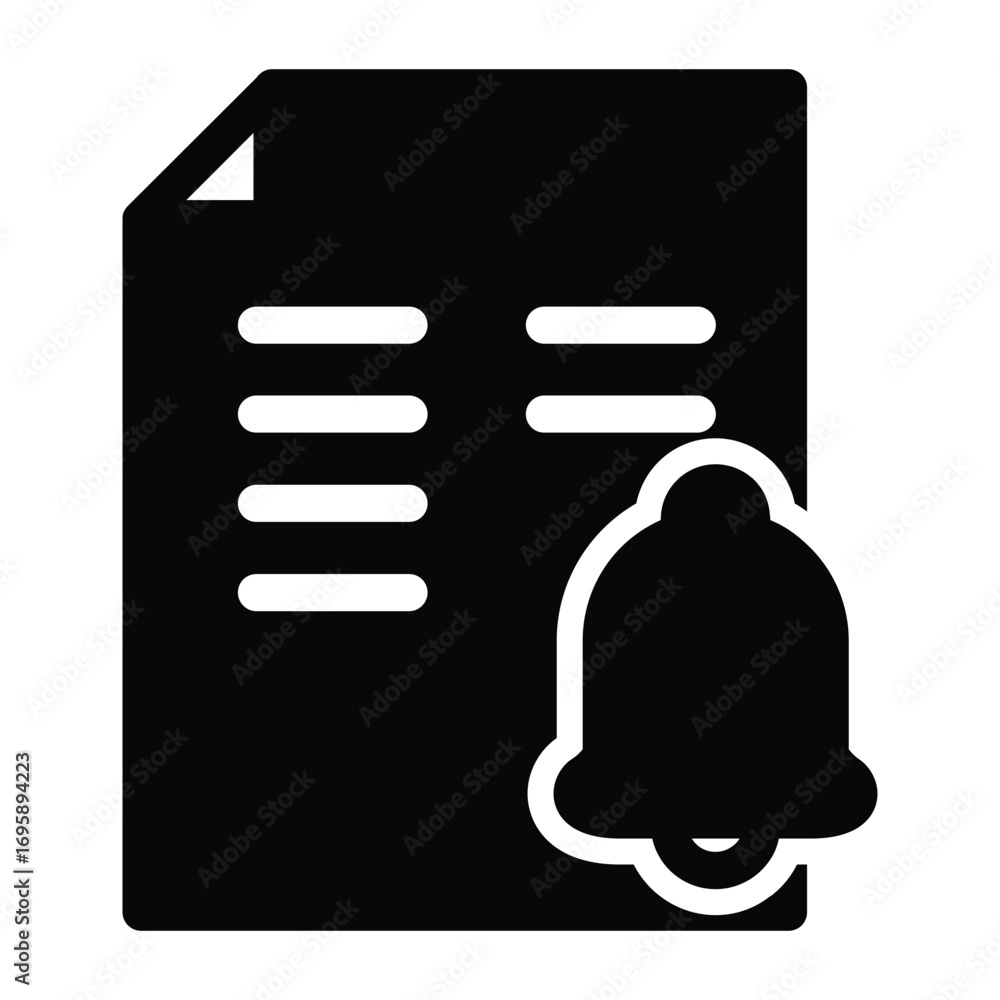 Poster notification bell and document solid icon vector design good for web or mobile app