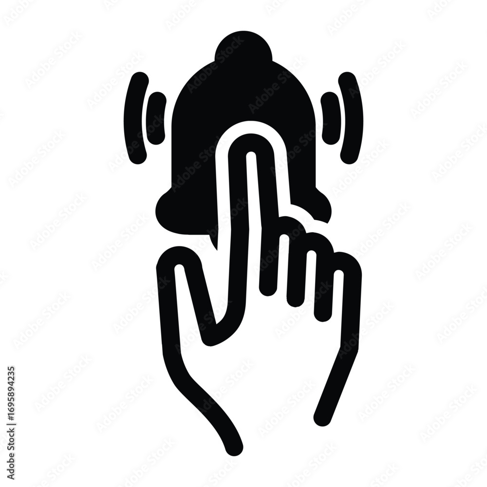 Poster notification bell and hand solid icon vector design good for web or mobile app