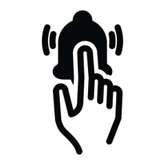 notification bell and hand solid icon vector design good for web or mobile app