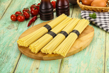 Raw dry uncooked egg noodles