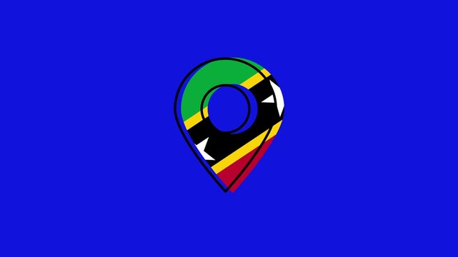 Saint kitts and nevis location icon on blue background animation