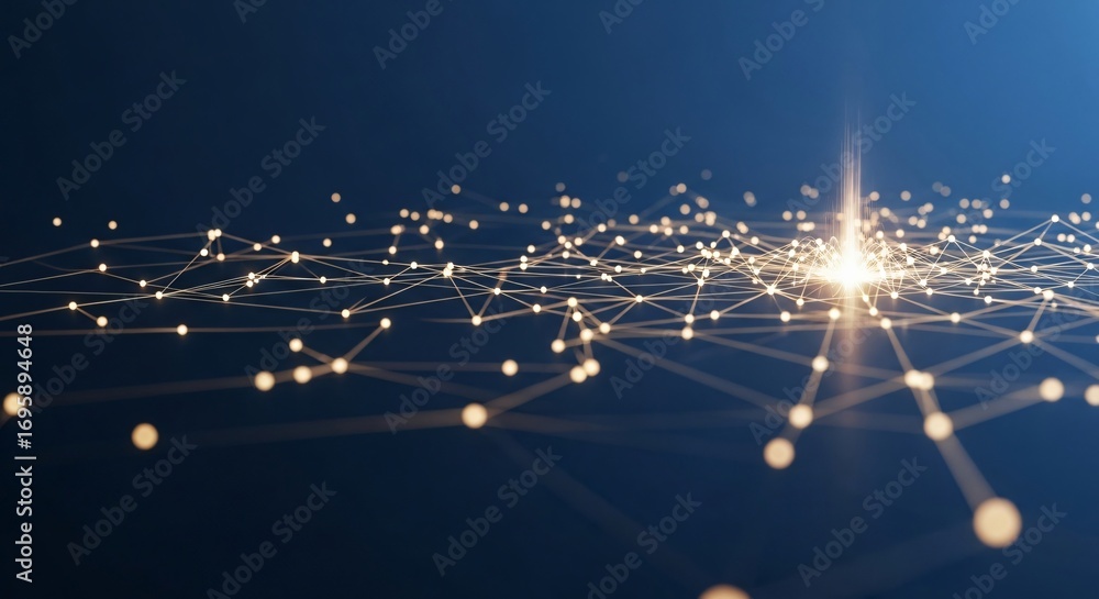 Aufkleber dynamic network connections with glowing nodes, futuristic tech background