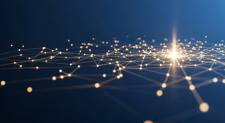 Dynamic network connections with glowing nodes, futuristic tech background
