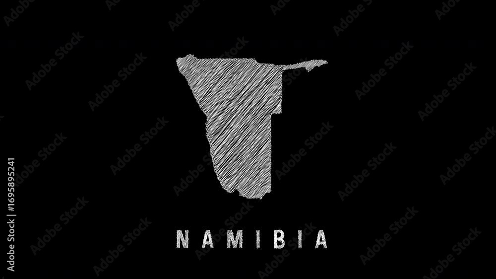 Aufkleber namibia map appearing with scribble effect on black background