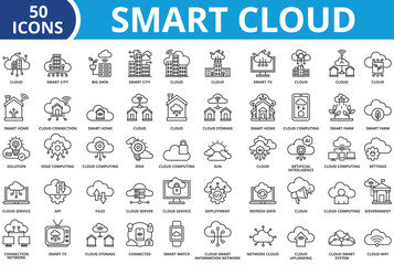 Smart cloud icon set collection vector illustration