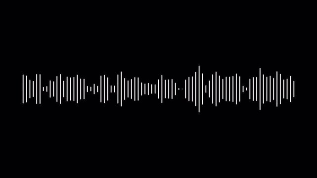 lines audio wave visualisation with transparent background, audio sound waveform spectrum animation, line digital minimalist sound wave animation with alpha channel. - Powered by Adobe