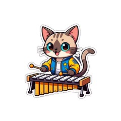 HD Cute animal playing musical instruments sticker