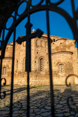 The cross on the door and dome of the Hagia Sophia Church