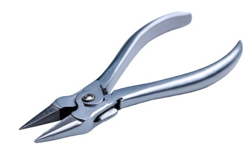Silver Precision Pliers on Transparent Background