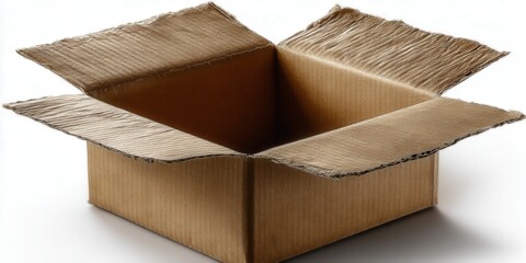 An empty open cardboard box, perfect for shipping and packaging goods, ready for your project.