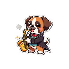 HD Cute animal playing musical instruments sticker