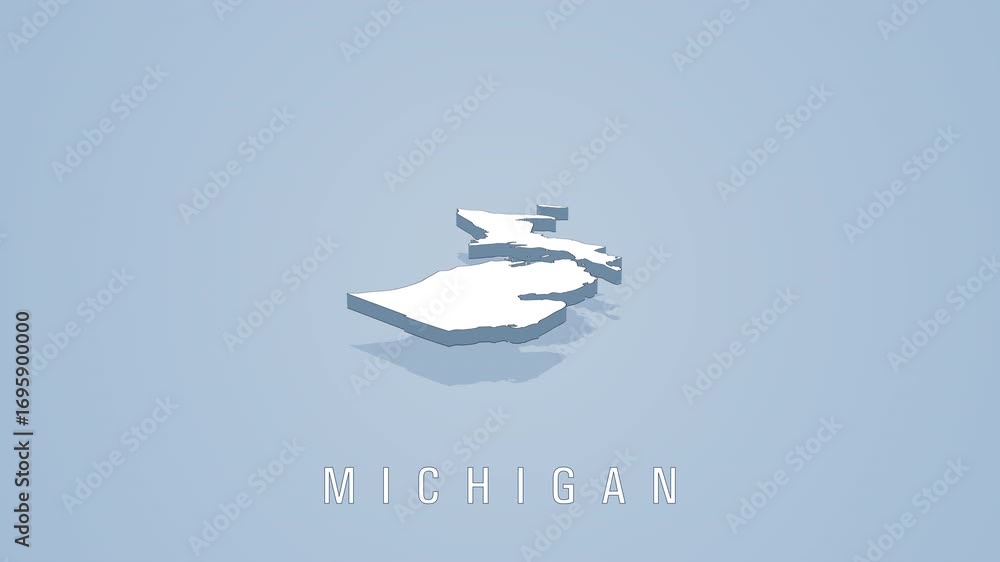Poster rotating 3d michigan map animation on solid background