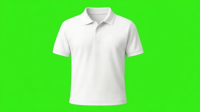 Side view of a plain white polo shirt against a neon green background.