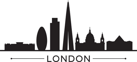 Obraz premium London Skyline Vector Illustration of Cityscape with Famous Landmarks and Architecture